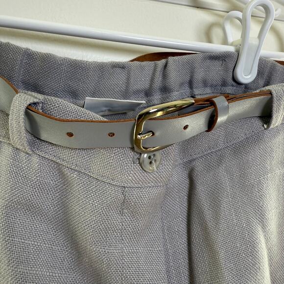 NWT Vintage 70s High Waisted Gray Belted Trousers Straight Leg Work Pants 10 - Picture 3 of 8